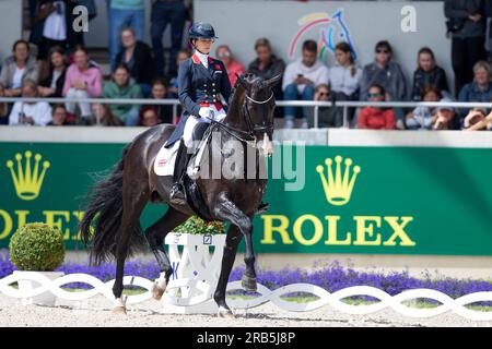 Aix-la-Chapelle, Deutschland. 01 juillet 2023. Charlotte FRY (GBR) sur Everdale, action, dans le test, dressage D6 : Prix MEGGLE, 2e test de la Lambertz Nations Cup, Grand Prix spécial CDIO5*, le 1 juillet 2023, Festival équestre mondial, CHIO Aix-la-Chapelle 2022 à partir du 23 juin - 02.07.2022 à Aix-la-Chapelle/Allemagne ; crédit : dpa/Alamy Live News Banque D'Images