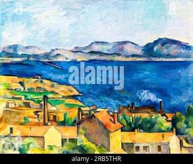 La baie de Marseille, vue de l'Estaque par Paul Cézanne. Original de l'Art Institute of Chicago. Banque D'Images