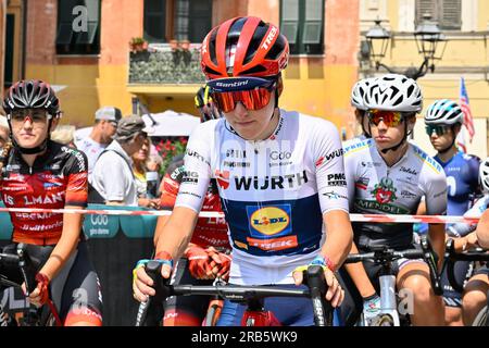 Alassio, Italie. 07 juillet 2023. Gaia Realini (ITA) team Lidl Trek pendant le Giro d'Italia Women - étape 7 - Albenga-Alassio, Giro d'Italia à Alassio, Italie, juillet 07 2023 crédit : Agence photo indépendante/Alamy Live News Banque D'Images