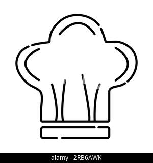 Icône de ligne vectorielle de chapeau de chef noir et blanc Illustration de Vecteur