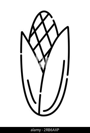 Icône de ligne vectorielle noir et blanc de maïs Illustration de Vecteur