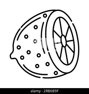 La moitié d'une icône de ligne vectorielle noir et blanc citron Illustration de Vecteur