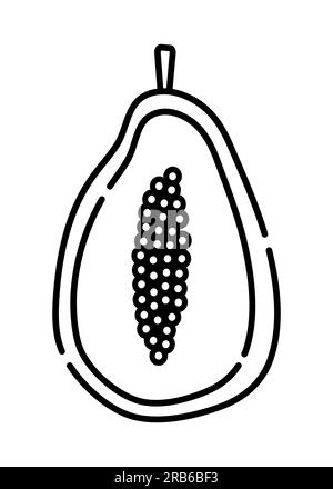 Icône de ligne vectorielle noir et blanc de papaye, fruit exotique Illustration de Vecteur