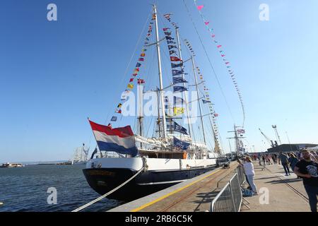 L'Eedracht lors de la course de Tall Ships à Hartlepool, comté de Durham, Angleterre le vendredi 7 juillet 2023. (Photo : Michael Driver | MI News) crédit : MI News & Sport / Alamy Live News Banque D'Images