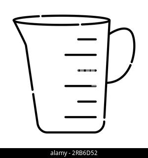 Icône de ligne vectorielle noire et blanche de la tasse à mesurer Illustration de Vecteur