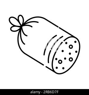 Icône de ligne vectorielle noir et blanc de saucisse Illustration de Vecteur