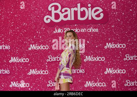 Mexico, Mexique. 07 juillet 2023. 7 juillet 2023, Mexico, Mexique : Margot Robbie pose pour des photos pendant le film Photocall de 'Barbie' à Mexico City four Sason Hotel. Le 7 juillet 2023 à Mexico, Mexique. (Photo de Carlos Tischler/ crédit : EYEPIX Group/Alamy Live News Banque D'Images