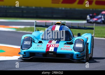 Monza, Italie. 07 juillet 2023. Glickenhaus Racing - Glickenhaus 007 de Romain Dumas (FRA) participe au Championnat du monde WEC FIA d'Endurance 6 heures de Monza 2023 à l'Autodromo Nazionale Monza. Crédit : SOPA Images Limited/Alamy Live News Banque D'Images