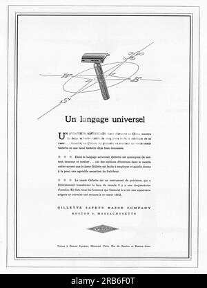 Publicité de la société de rasoir de sécurité Gillette dans un magazine français 1946 Banque D'Images