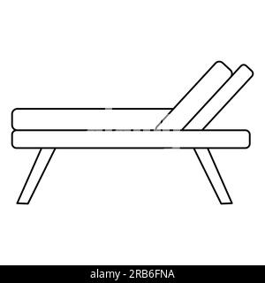 Icône de chaise de pont ou de plage, illustration vectorielle plate de style doodle pour livre de coloriage pour enfants Illustration de Vecteur