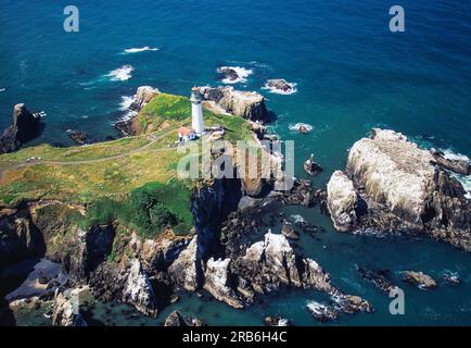 Image aérienne du phare de Yaquina Head, Oregon, États-Unis Banque D'Images