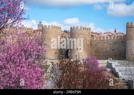 Porte Puerta del Puente aux murs médiévaux d'Avila - Avila, Espagne Banque D'Images