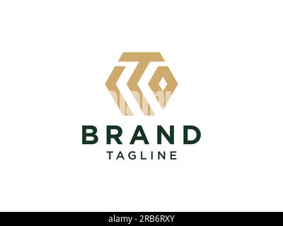 Logo lettre T initiale abstraite. Gold Linear Infinity style isolé sur fond blanc. Utilisable pour les logos d'entreprise et de marque. Logo vectoriel plat Desi Illustration de Vecteur