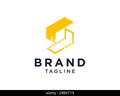 Lettre initiale abstraite S logo. Forme géométrique jaune isolée sur fond blanc. Utilisable pour les logos d'entreprise et de marque. Flat Vector logo Design T Illustration de Vecteur