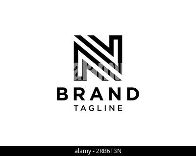 Lettre initiale abstraite N logo. Combinaison de lignes noires. Utilisable pour les logos d'entreprise, de technologie et de bâtiment. Elément de modèle de conception de logo vectoriel plat Illustration de Vecteur