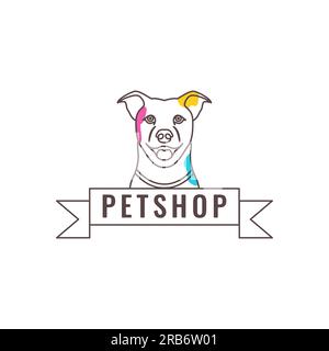 Animaux de compagnie chien Labrador Retriever line art vecteur de conception de logo coloré Illustration de Vecteur