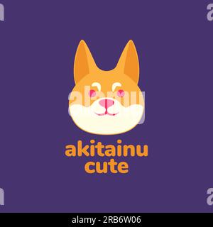 animaux de compagnie chien chiot akita inu tête mascotte dessin animé mignon logo vecteur de conception Illustration de Vecteur