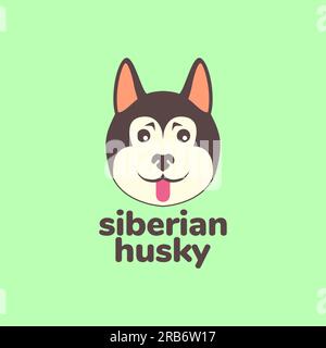 animaux de compagnie chien chiot sibérie husky mignon mascotte logo vecteur de conception Illustration de Vecteur