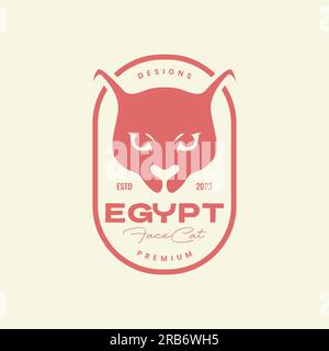 vecteur de conception de logo de badge vintage egypte tête d'animal Illustration de Vecteur