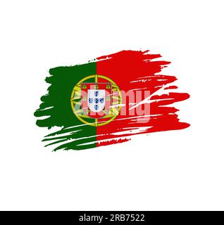 Drapeau du Portugal - drapeau de pays vecteur de nation trexturé dans un coup de pinceau grunge gratté. Illustration de Vecteur