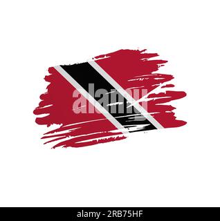 Drapeau de Trinité-et-Tobago - drapeau de pays vecteur de nation trexturé dans un coup de pinceau grunge gratté. Illustration de Vecteur