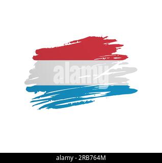 Drapeau luxembourgeois - drapeau de pays vecteur de nation trexturé dans un coup de pinceau grunge gratté. Illustration de Vecteur