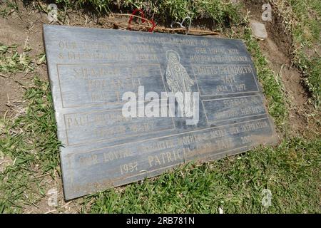 Culver City, Californie, USA 6 juillet 2023 l'actrice Sharon Tate grave, Paul Polanski grave, Doris Tate grave et Patricia Tate grave dans la Grotte du cimetière Holy Cross le 6 juillet 2023 à Culver City, Californie, USA. Photo de Barry King/Alamy stock photo Banque D'Images