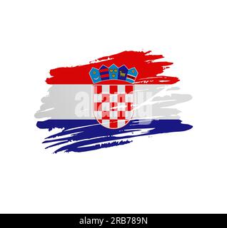 Drapeau de la Croatie - drapeau de pays vecteur de nation trexturé dans un coup de pinceau grunge gratté. Illustration de Vecteur