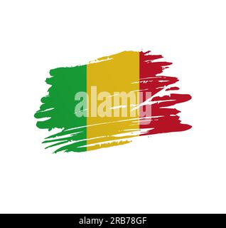 Drapeau du Mali - drapeau de pays vecteur de nation trexturé dans un coup de pinceau grunge gratté. Illustration de Vecteur
