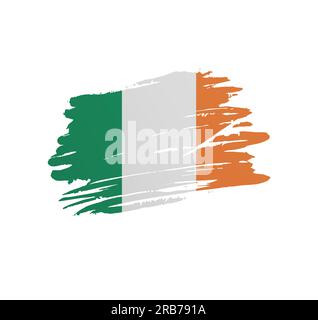 Drapeau de l'Irlande - drapeau de pays vecteur de nation trexturé dans un coup de pinceau grunge gratté. Illustration de Vecteur