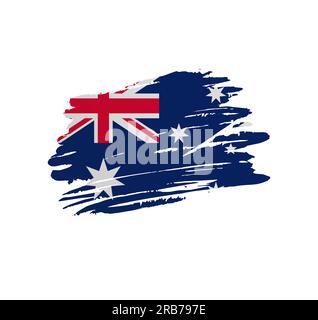 Drapeau de l'Australie - drapeau de pays vecteur de nation trexturé dans un coup de pinceau grunge gratté. Illustration de Vecteur