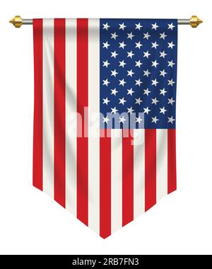 Drapeau des États-Unis d'Amérique ou pennant isolé sur blanc Illustration de Vecteur