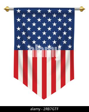 Drapeau des États-Unis d'Amérique ou pennant isolé sur blanc Illustration de Vecteur