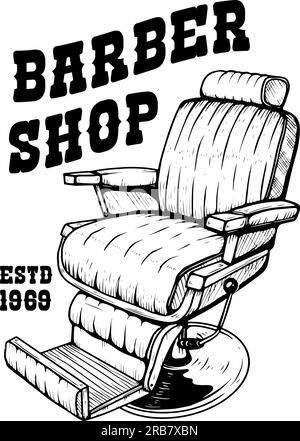 Illustration vectorielle vintage pour chaise de coiffure. Idéal pour les logos, les affiches et les supports promotionnels des barbershop Illustration de Vecteur