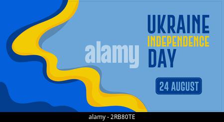 Jour de l'indépendance de l'Ukraine dans une célébration de fête nationale le 24 août. Bannière Web et illustration vectorielle de conception d'affiche. Illustration de Vecteur