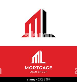 Lettre Monogram M L ML LM dans un style moderne simple pour la construction générale investissement immobilier Apparel Finance Sports Fitness logo modèle de conception Illustration de Vecteur