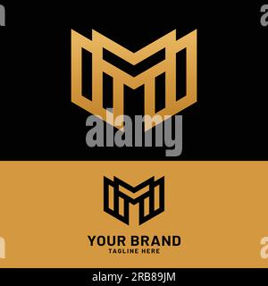 Lettre Monogram M MM dans le style de verrouillage de luxe simple pour General Fashion Apparel Finance Sports Fitness logo modèle de conception Illustration de Vecteur