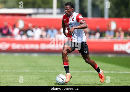 Barendrecht, pays-Bas. 08 juillet 2023. BARENDRECHT, PAYS-BAS - JUILLET 8 : Javairo Dilrosun de Feyenoord lors du match amical de pré-saison entre Feyenoord et PEC Zwolle au Sportpark Smitshoek le 8 juillet 2023 à Barendrecht, pays-Bas (photo Hans van der Valk/Orange Pictures) crédit : Orange pics BV/Alamy Live News Banque D'Images