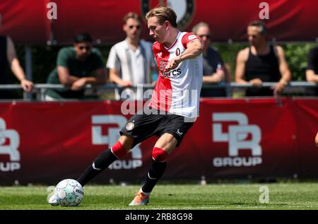 Barendrecht, pays-Bas. 08 juillet 2023. BARENDRECHT, PAYS-BAS - JUILLET 8 : Ramon Hendriks de Feyenoord lors du match amical de pré-saison entre Feyenoord et PEC Zwolle au Sportpark Smitshoek le 8 juillet 2023 à Barendrecht, pays-Bas (photo Hans van der Valk/Orange Pictures) crédit : Orange pics BV/Alamy Live News Banque D'Images