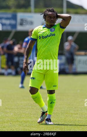 Axel, pays-Bas. 08 juillet 2023. Cadeau de Gent Emmanuel Orban photographié lors d'un match amical de football entre KAA Gent et l'équipe croate de football Lokomotiva Zagreb, samedi 08 juillet 2023 à Axel, aux pays-Bas, en préparation de la prochaine saison 2023-2024. BELGA PHOTO KURT DESPLENTER crédit : Belga News Agency/Alamy Live News Banque D'Images