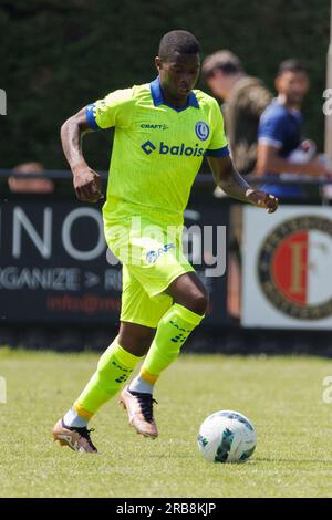 Axel, pays-Bas. 08 juillet 2023. Mathias Nurio Fortuna de Gent photographié en action lors d'un match amical de football entre KAA Gent et l'équipe croate de football Lokomotiva Zagreb, samedi 08 juillet 2023 à Axel, aux pays-Bas, en préparation de la prochaine saison 2023-2024. BELGA PHOTO KURT DESPLENTER crédit : Belga News Agency/Alamy Live News Banque D'Images