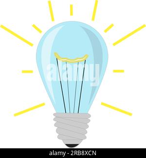 icône d'ampoule bleue avec lueur jaune, illustration vectorielle Illustration de Vecteur