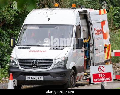 Maidenhead, Berkshire, Royaume-Uni. 1 juillet 2023. Les ingénieurs gaz de Cadent faisaient des travaux de gaz d'urgence à Maidenhead, Berkshire ce matin. Crédit : Maureen McLean/Alamy Banque D'Images