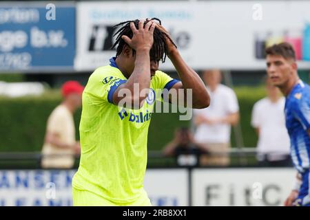 Axel, pays-Bas. 08 juillet 2023. Cadeau de Gent Emmanuel Orban photographié lors d'un match amical de football entre KAA Gent et l'équipe croate de football Lokomotiva Zagreb, samedi 08 juillet 2023 à Axel, aux pays-Bas, en préparation de la prochaine saison 2023-2024. BELGA PHOTO KURT DESPLENTER crédit : Belga News Agency/Alamy Live News Banque D'Images