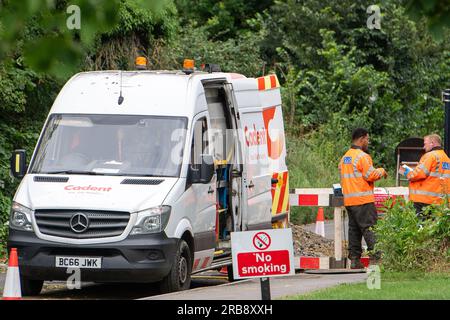 Maidenhead, Berkshire, Royaume-Uni. 1 juillet 2023. Les ingénieurs gaz de Cadent faisaient des travaux de gaz d'urgence à Maidenhead, Berkshire ce matin. Crédit : Maureen McLean/Alamy Banque D'Images