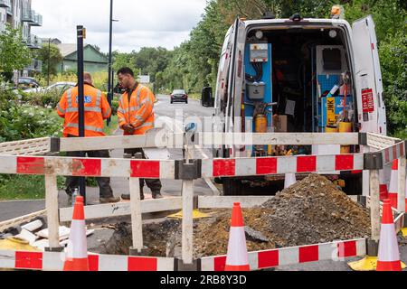 Maidenhead, Berkshire, Royaume-Uni. 1 juillet 2023. Les ingénieurs gaz de Cadent faisaient des travaux de gaz d'urgence à Maidenhead, Berkshire ce matin. Crédit : Maureen McLean/Alamy Banque D'Images