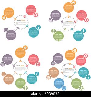 Cercle infographies modèles de conception ensemble, quatre, cinq, six et sept étapes ou options, vecteur eps10 illustration Illustration de Vecteur