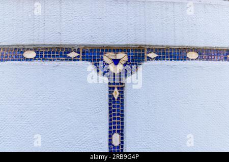 Détail de l'église bleue de Sainte-Élisabeth à Bratislava, Slovaquie Banque D'Images