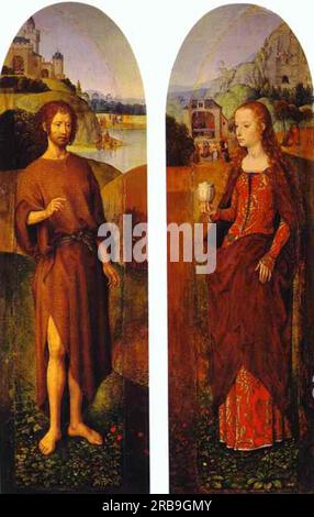 St. Jean le Baptiste et Saint Mary Magdalen. Ailes d'un triptyque 1470 par Hans Memling Banque D'Images