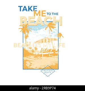 beach Palm arbre typographique illustration vectorielle t-shirt imprimé graphique affiche de conception Illustration de Vecteur